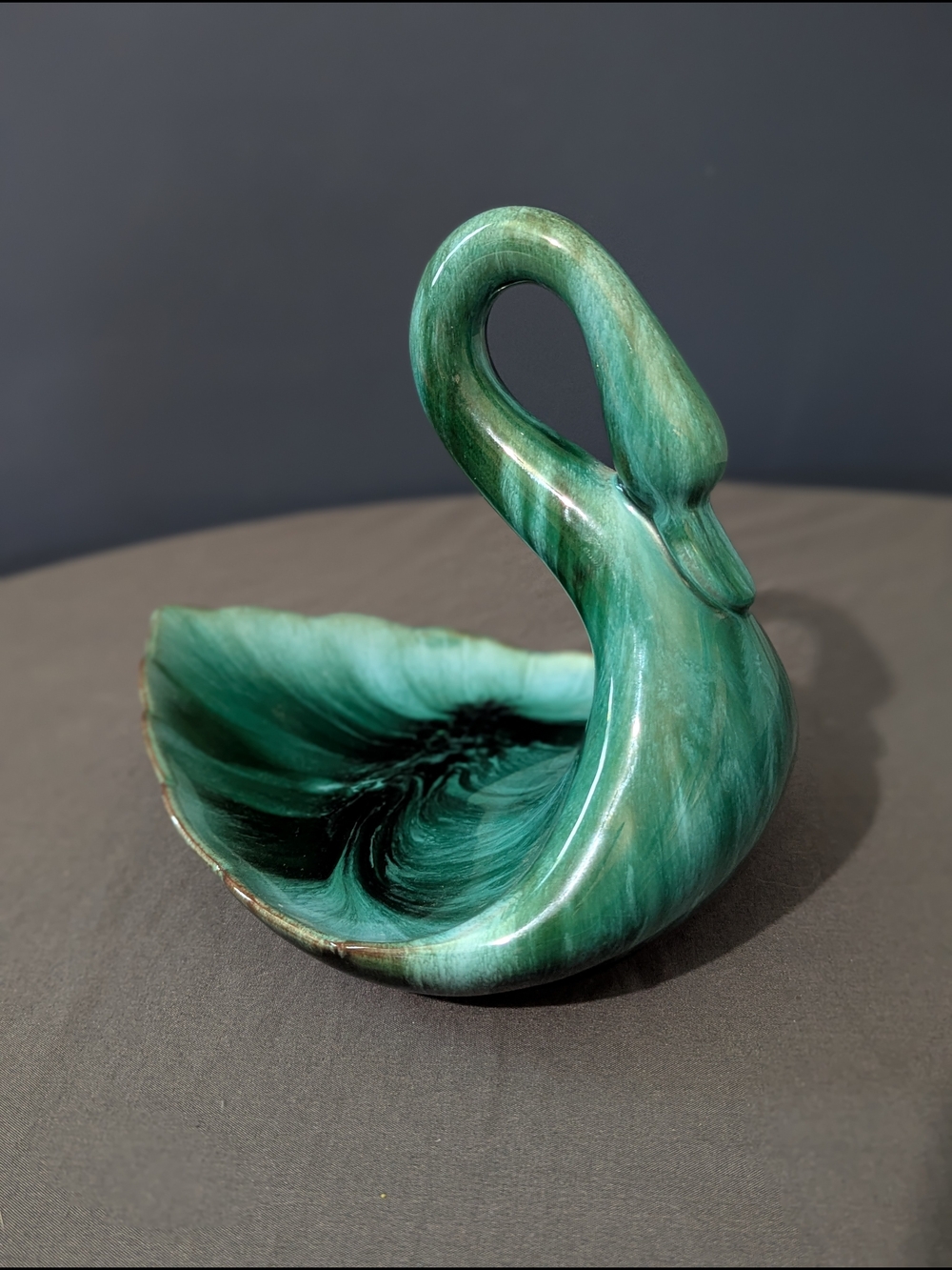 Vintage Blue Moutain Pottery Swan Bird Dish Large Georgian Bay Glaze MCM Decor